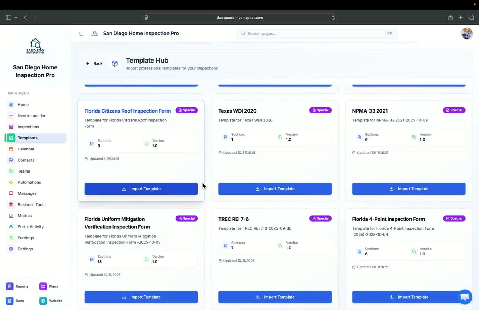 Customizing imported templates