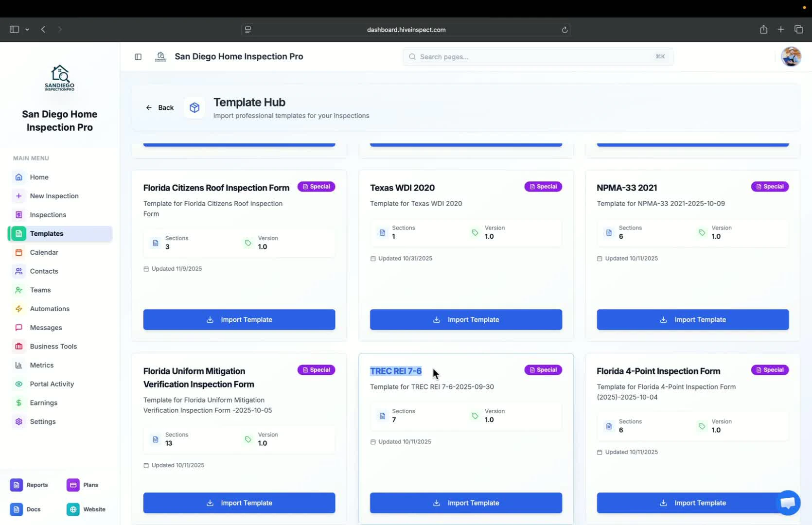 Sharing existing templates