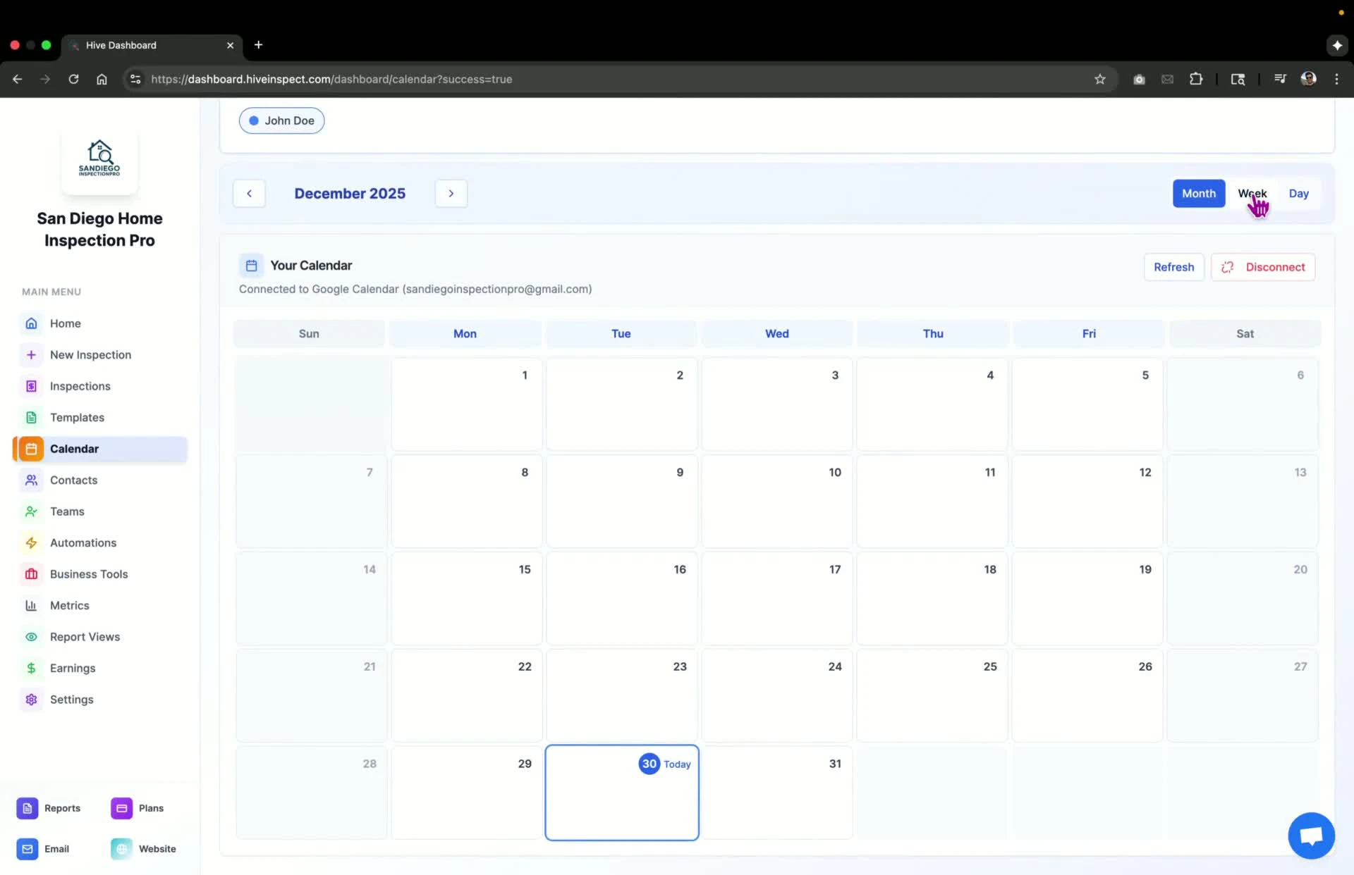 Viewing future inspections in Google Calendar