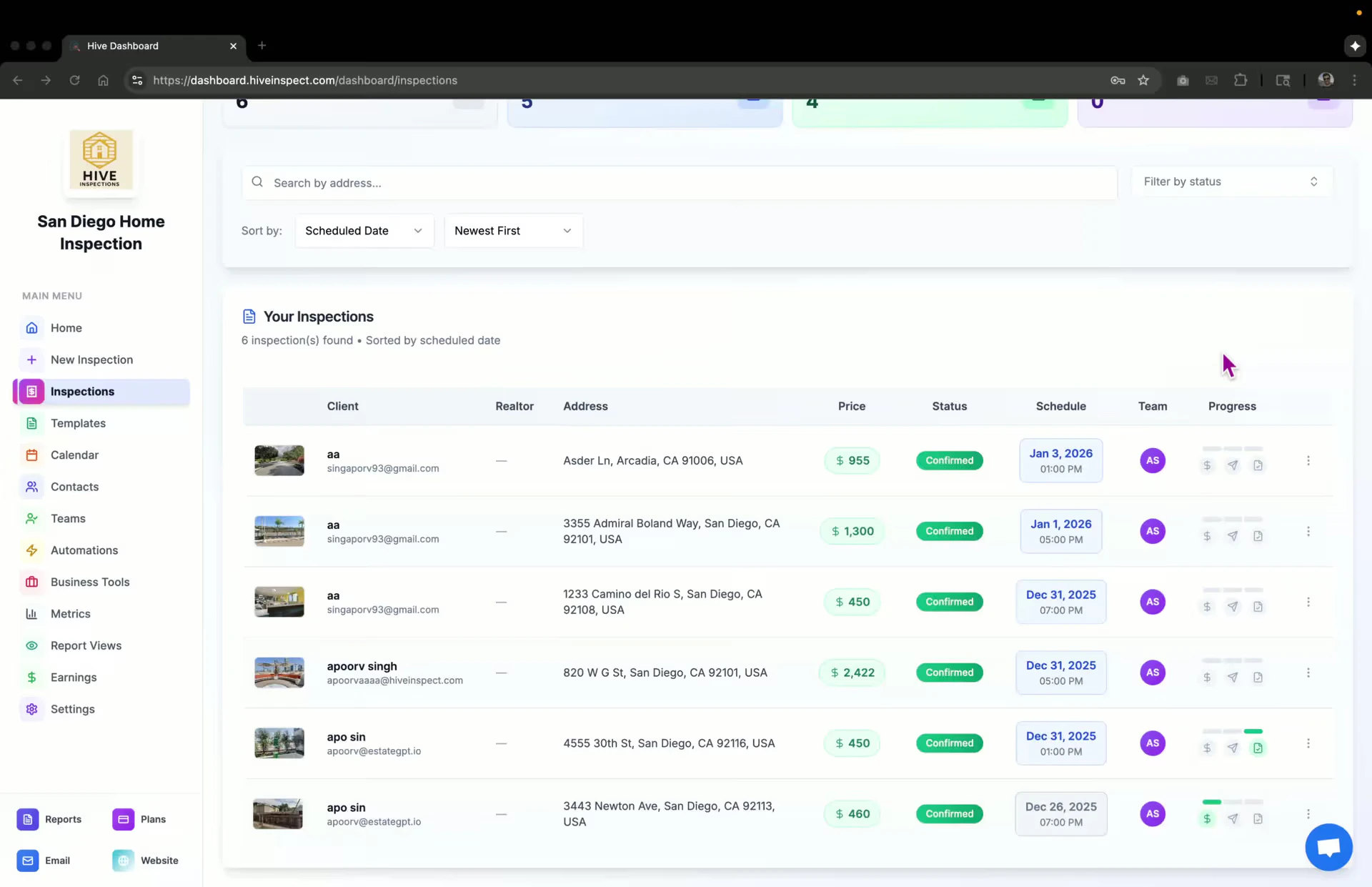 Accessing inspection functions