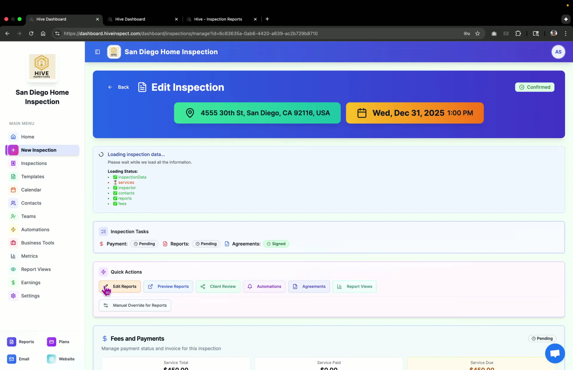 Manual override for reports