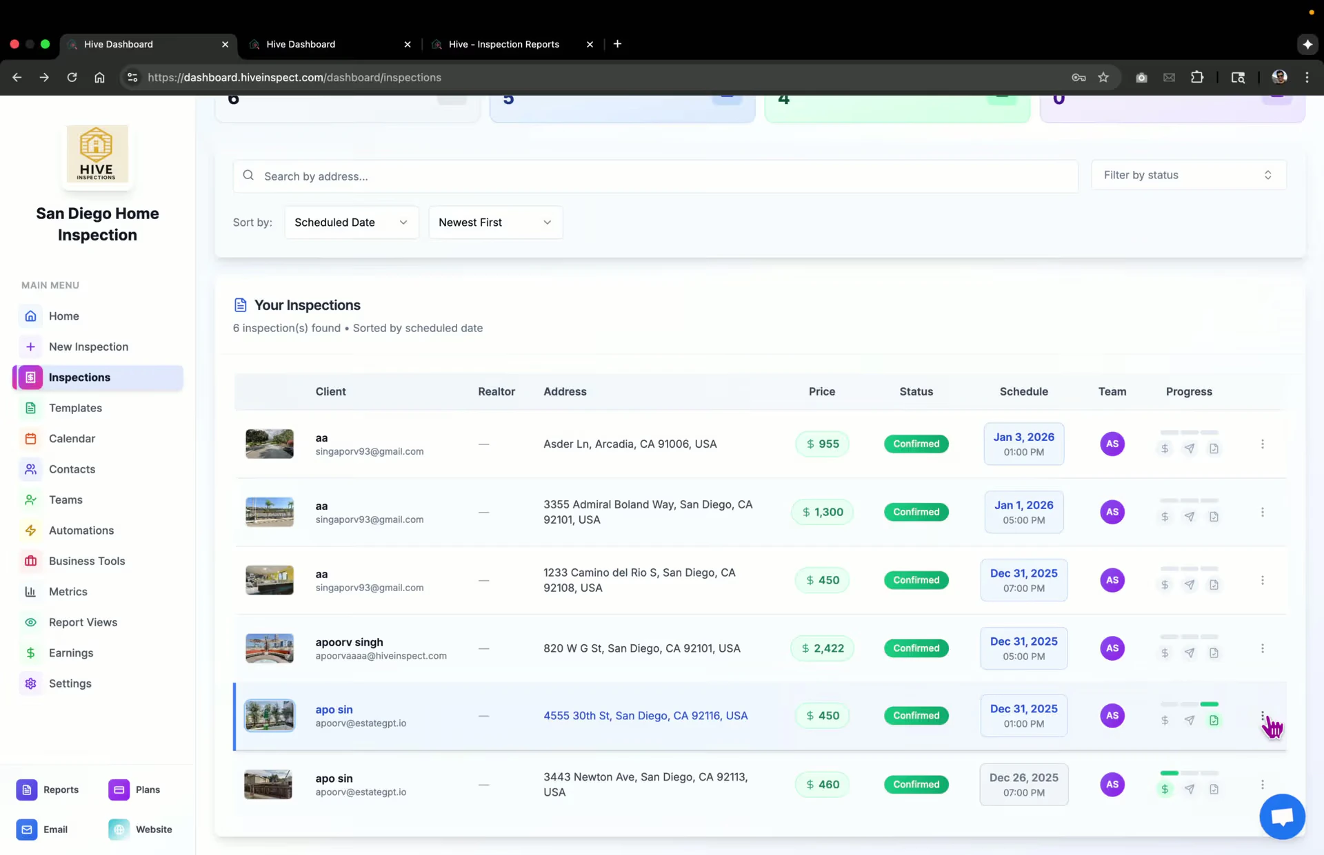 Updating inspection status