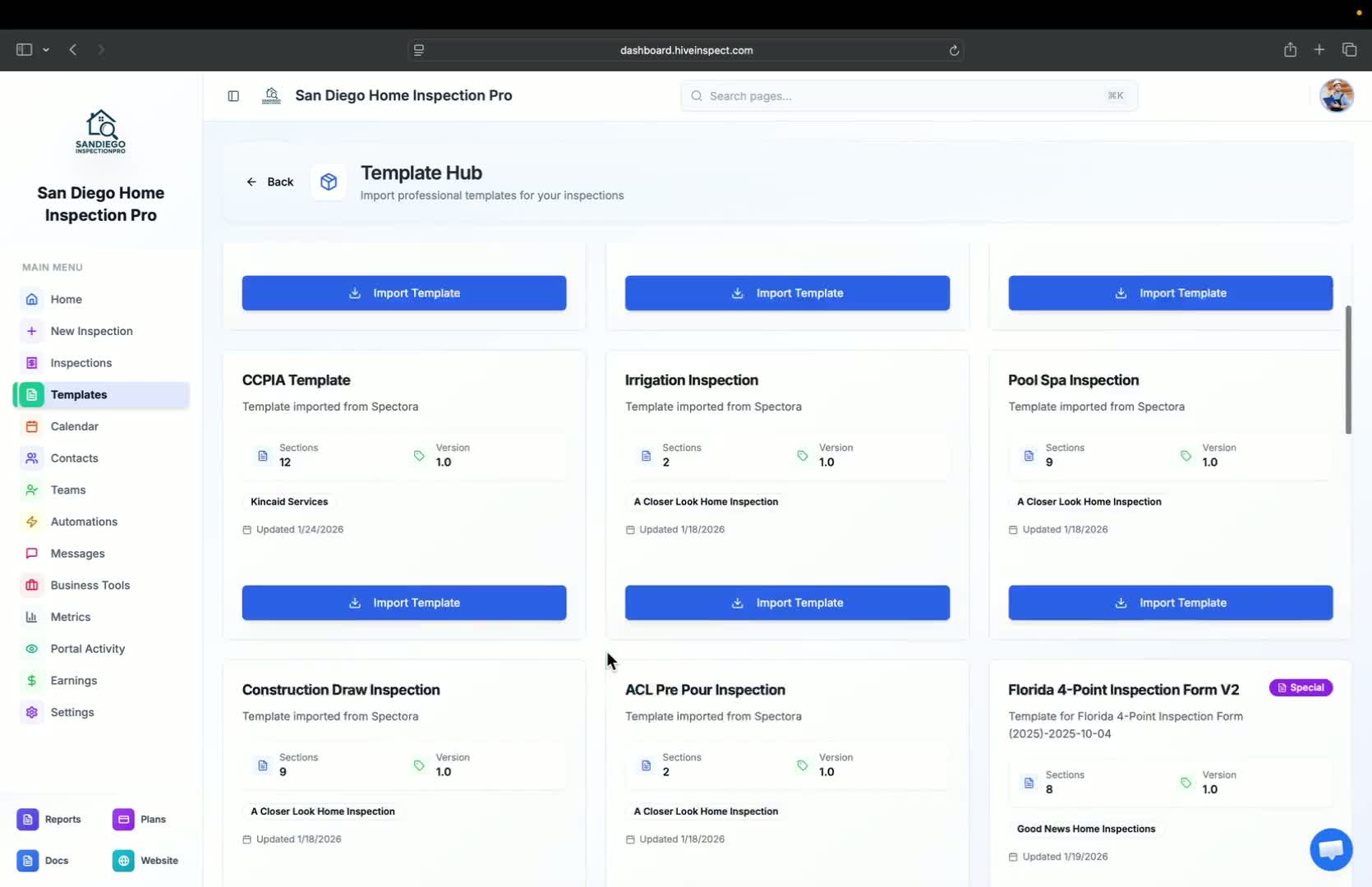 Inspection Templates - Hive