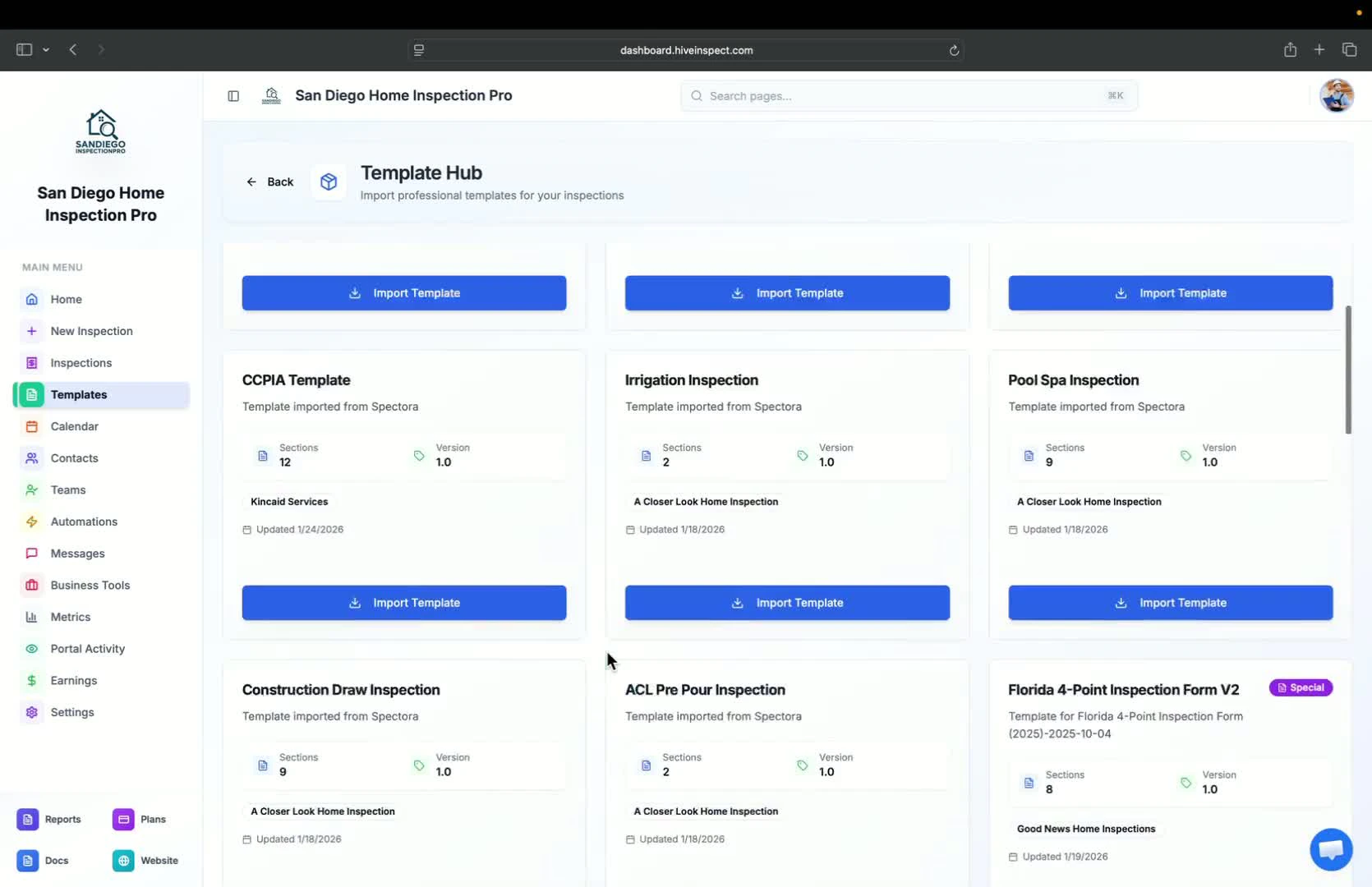 Importing from the template hub