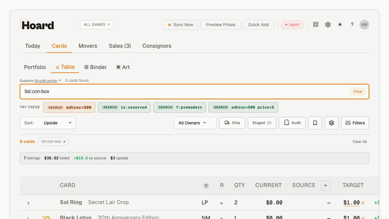 A list:con-box search showing the filtered results along with the active list filter chip