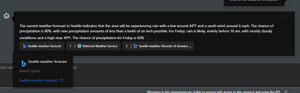 A screenshot showing citations for Bing search results.