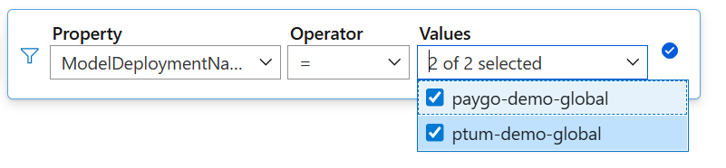 A screenshot showing the available model filters.