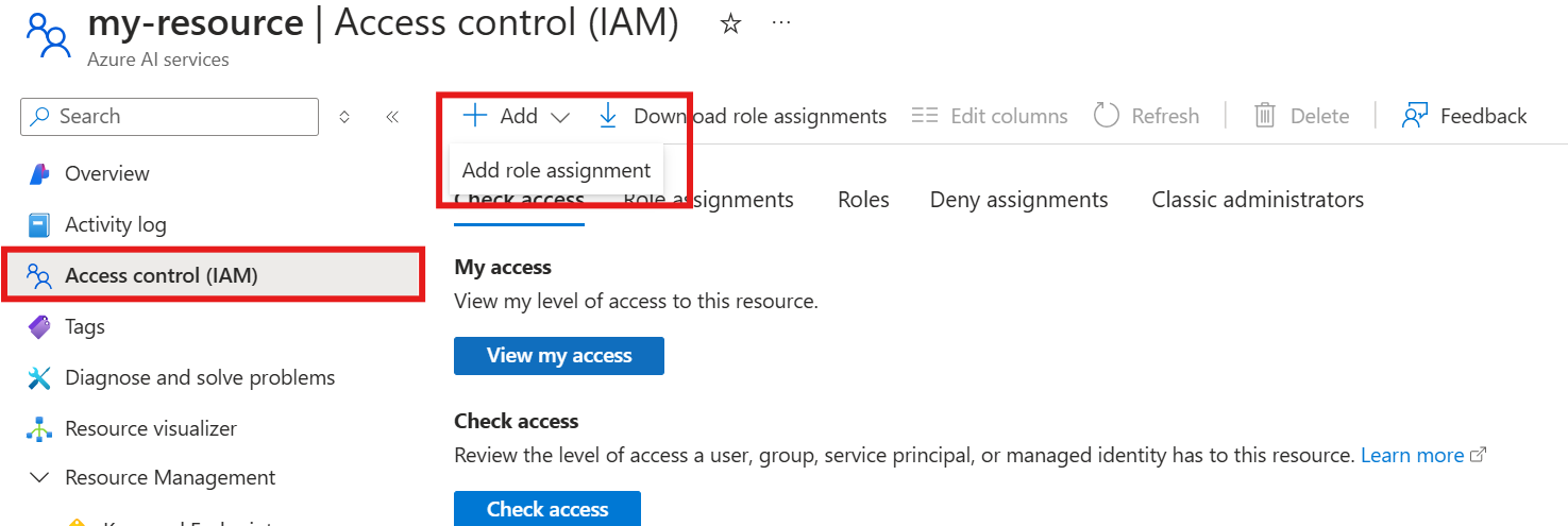 A screenshot showing the role assignment selector in the Azure portal.