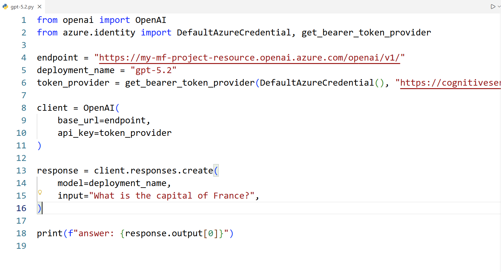 Screenshot of generated sample code file.