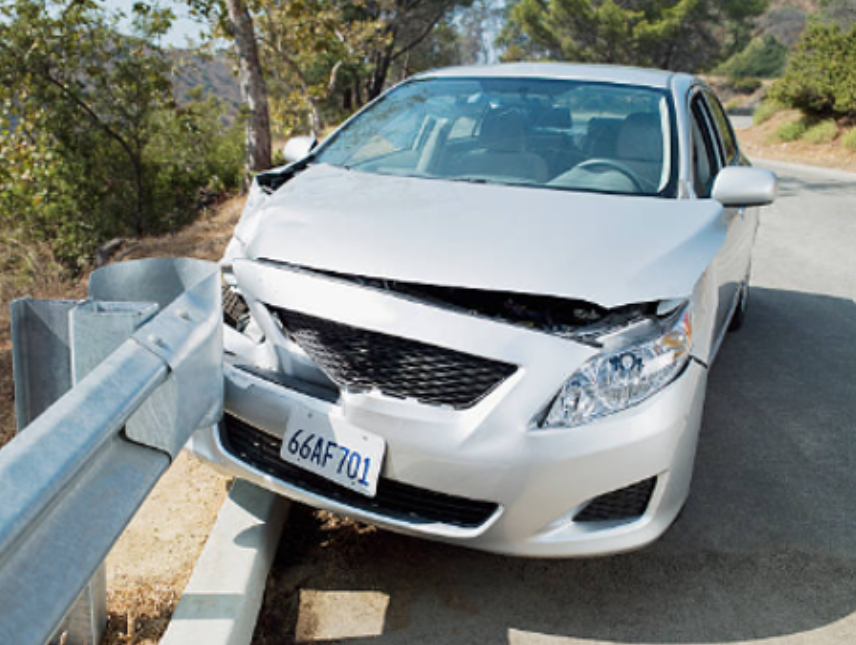 Photo of a car accident that can be used to complete the quickstart.