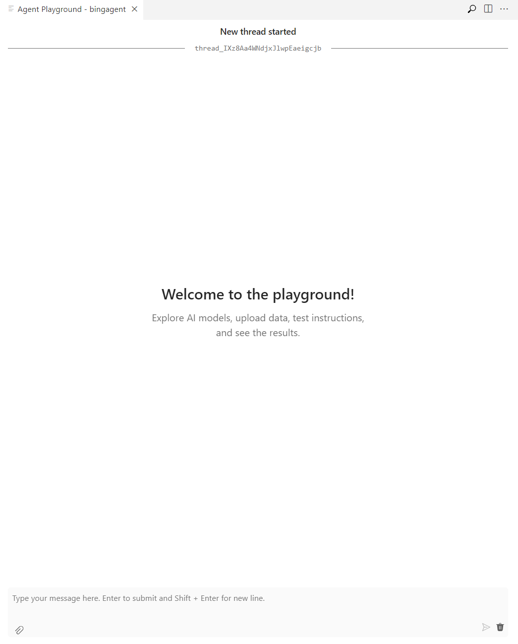 Screenshot of the agent playground in Visual Studio Code.