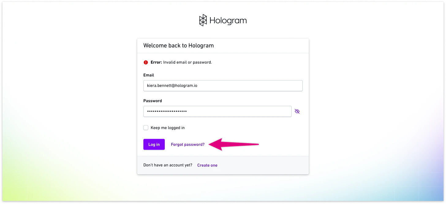 Dashboard login page showing the Forgot password link