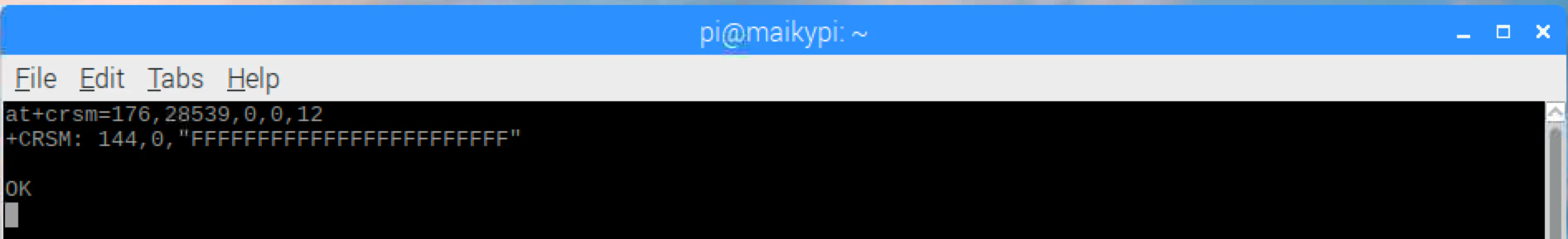 AT+CRSM read showing 24 Fs indicating empty FPLMN