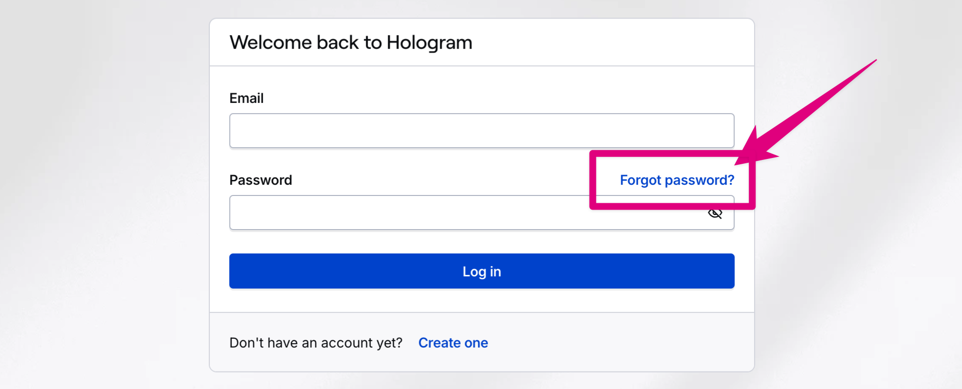 Dashboard login page showing the Forgot password link
