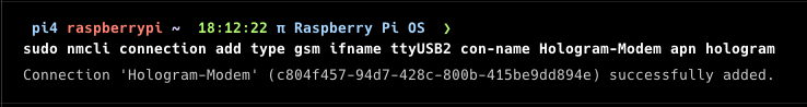 nmcli connection add command creating a new gsm connection