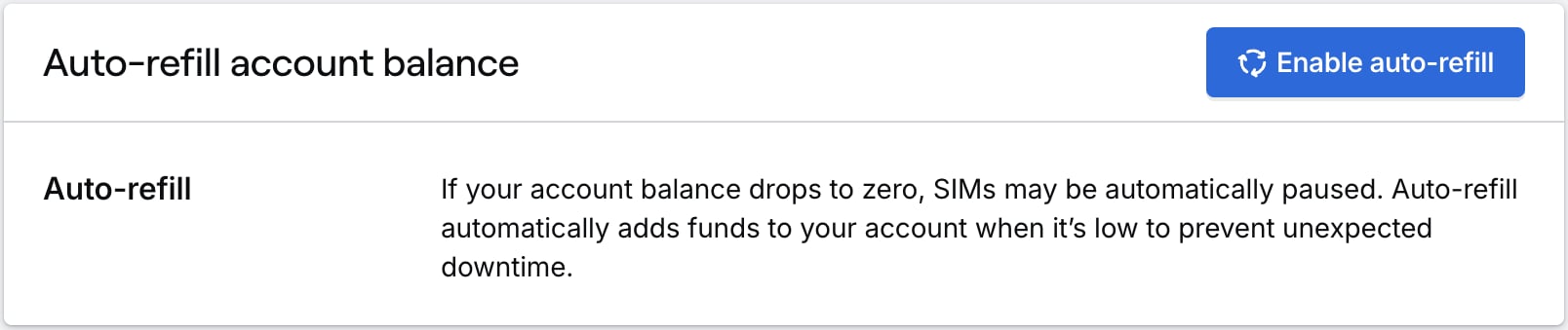 Changing auto-refill during activation