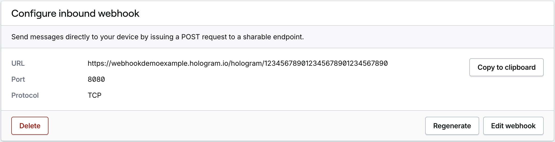 Generated webhook card