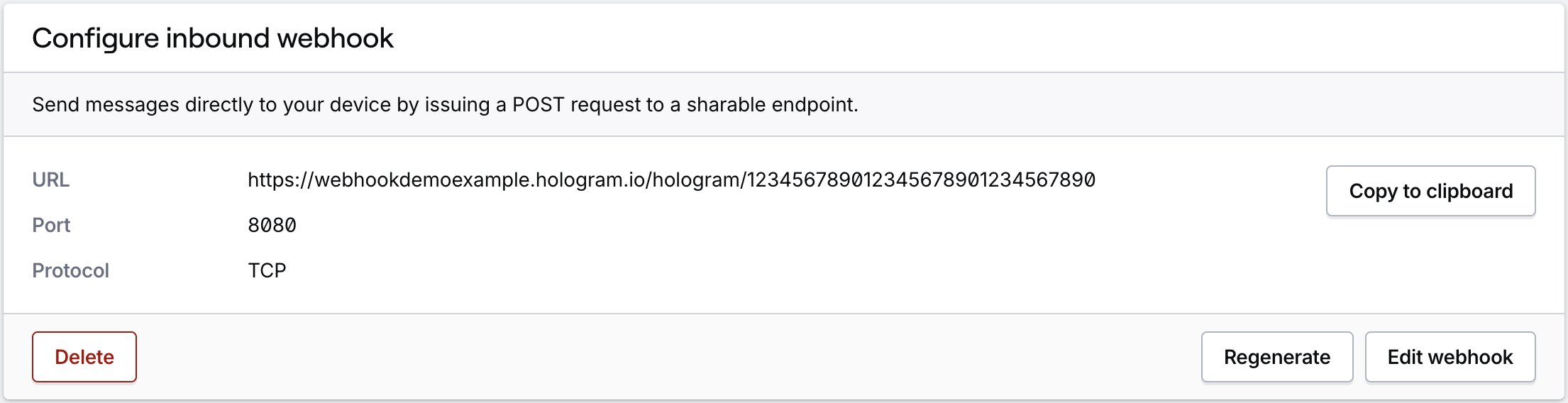 Generated webhook card