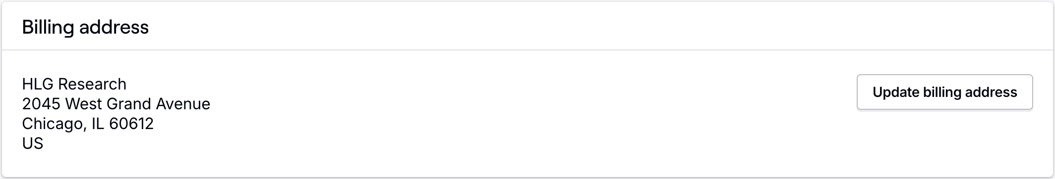 Billing address card