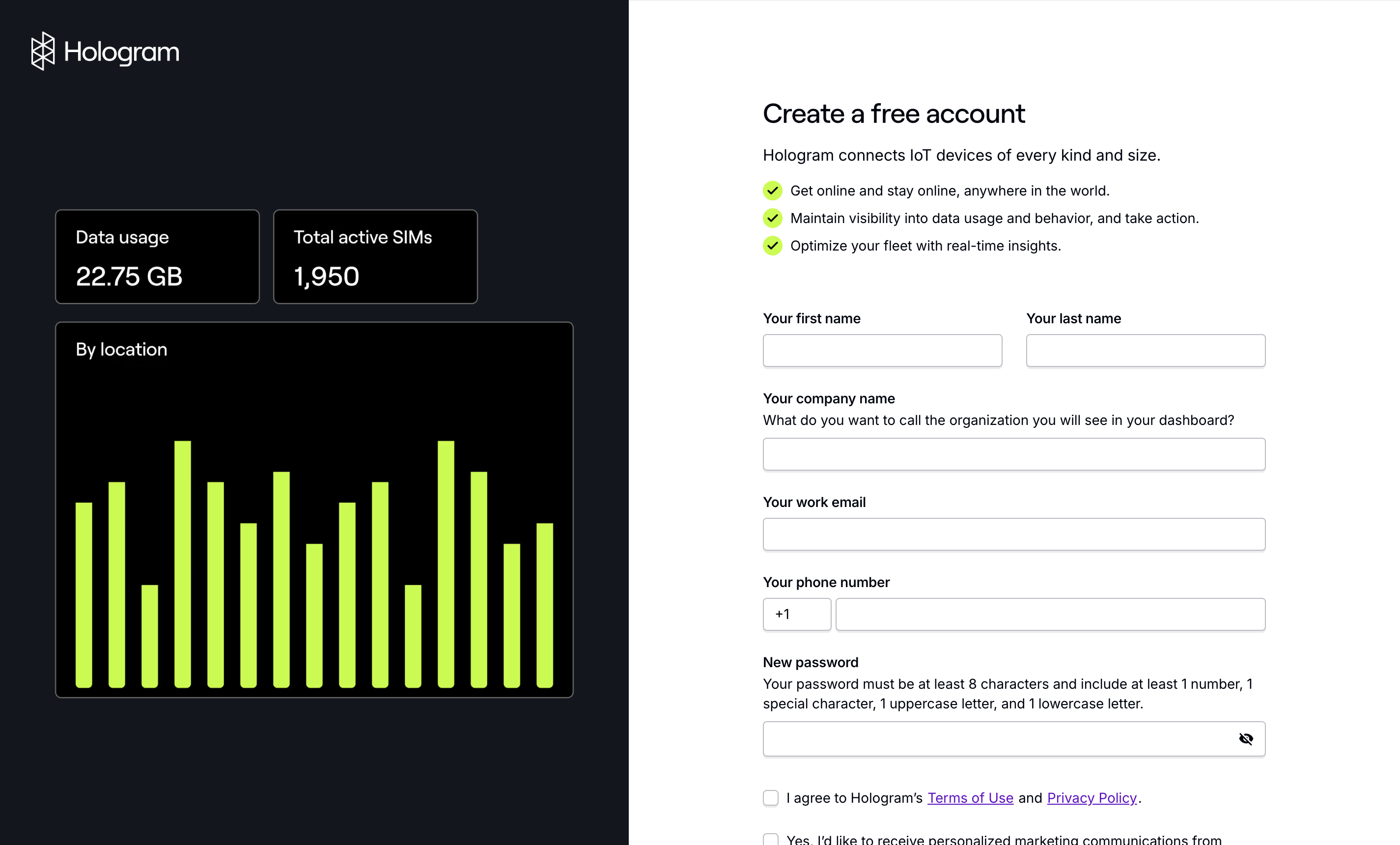 Create a new Hologram account