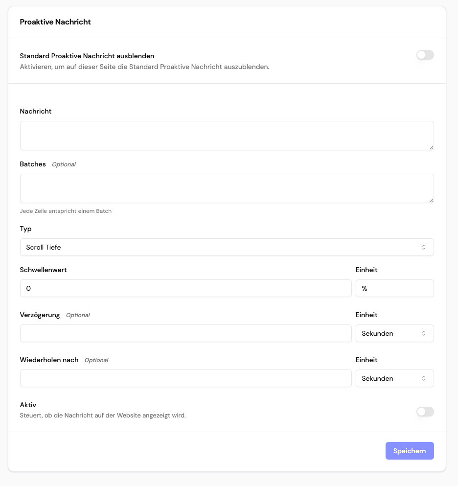 Proactive message configuration