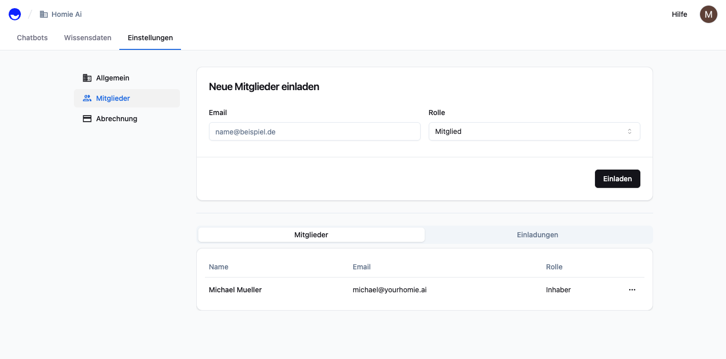 Invite new member form