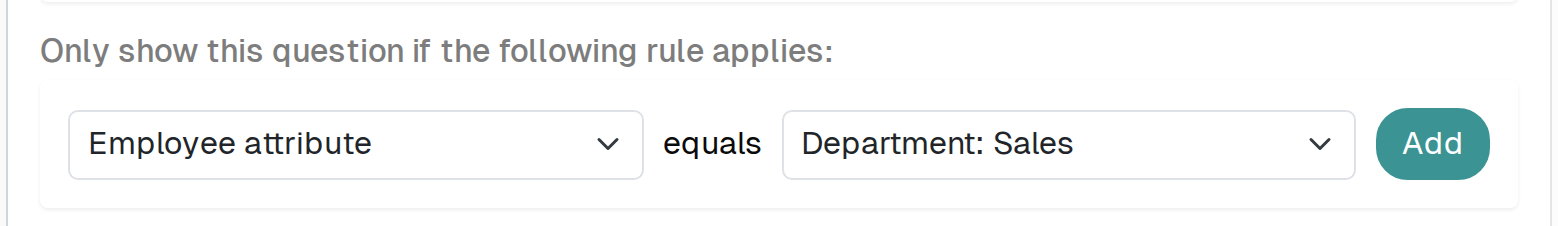 A new rule: Employee attribute equals Department: Sales, next to the Add button