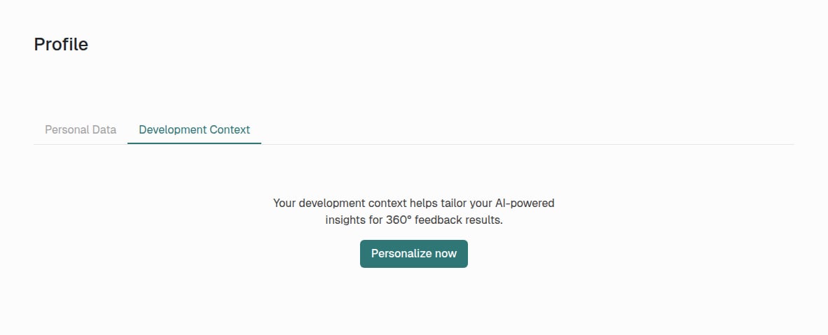 The Development Context tab before any context has been set