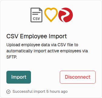 CSV Employee Import card showing Successful import