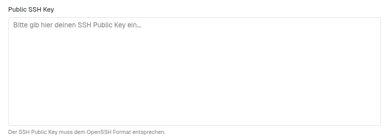 Leeres Feld Public SSH Key im Fenster CSV Mitarbeiterimport