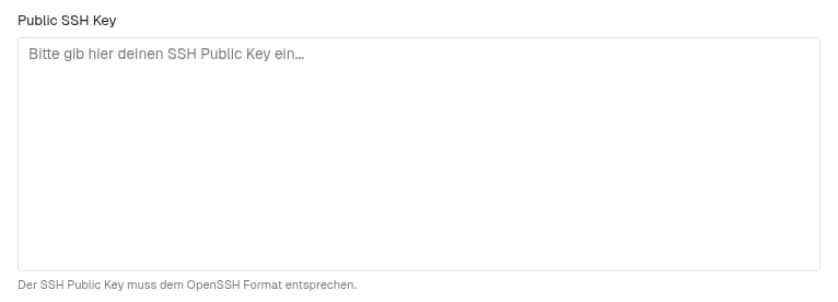 Leeres Feld Public SSH Key im Fenster CSV Mitarbeiterimport