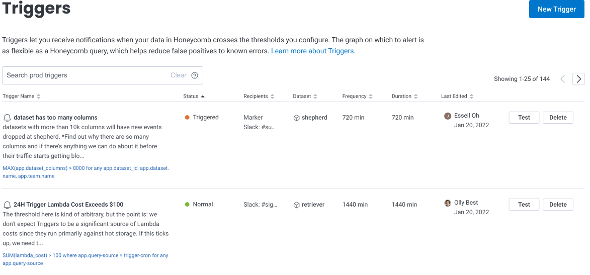 Create a Trigger - Honeycomb Docs