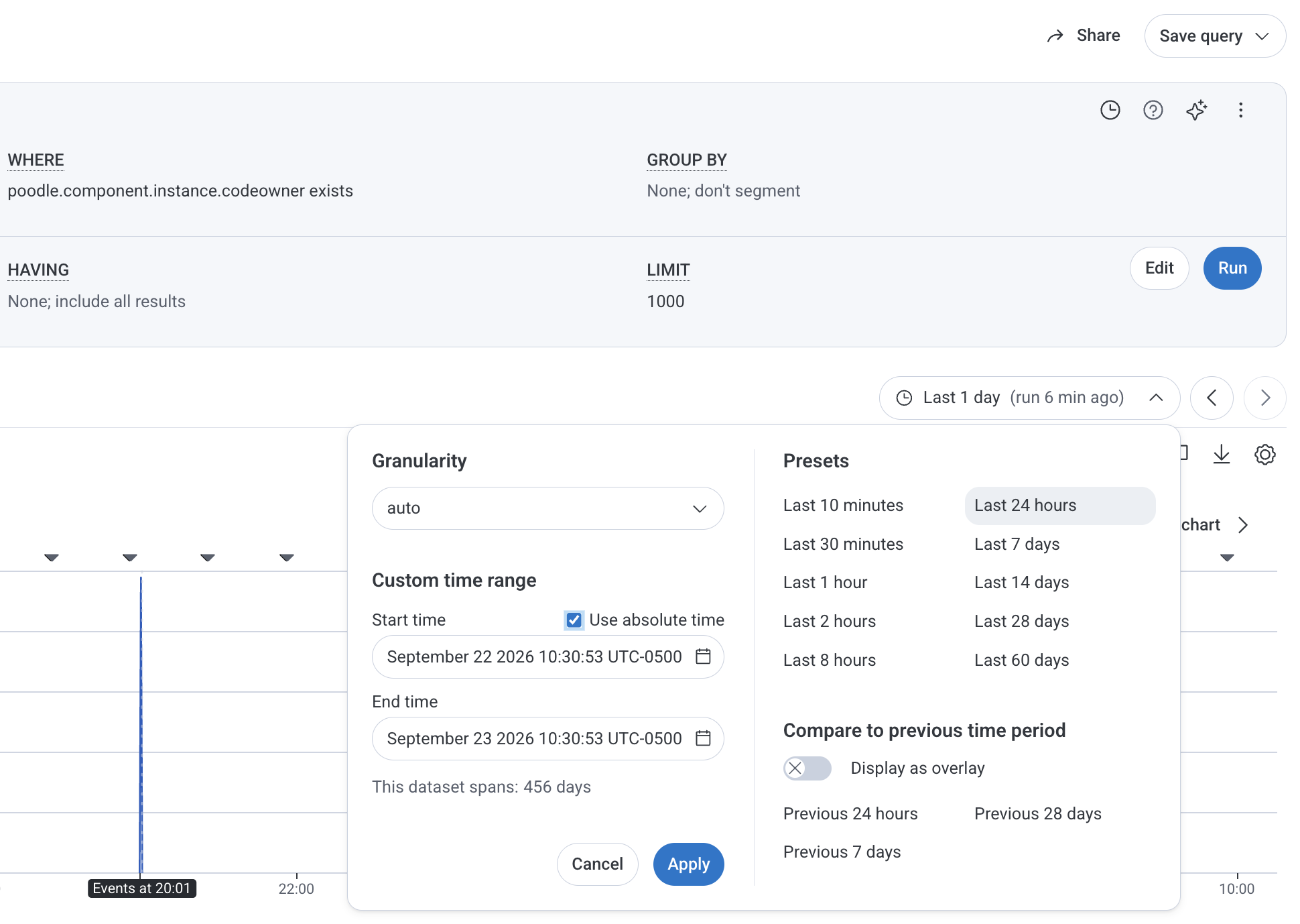 Screenshot of part of Query screen after UI refresh