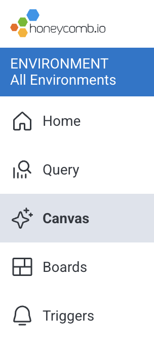 Screenshot of Canvas in main navigation menu
