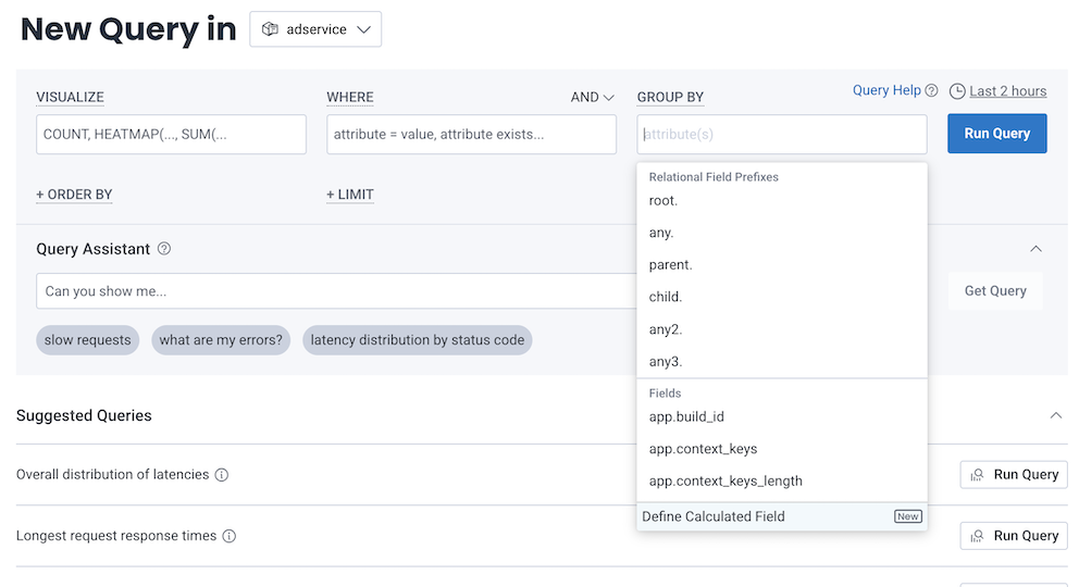 Calculated field selector