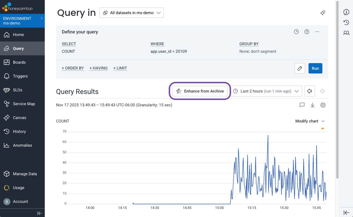 Query with Archive - Honeycomb Docs