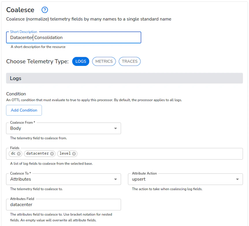 Honeycomb Docs - Coalesce Field - Datacenter
