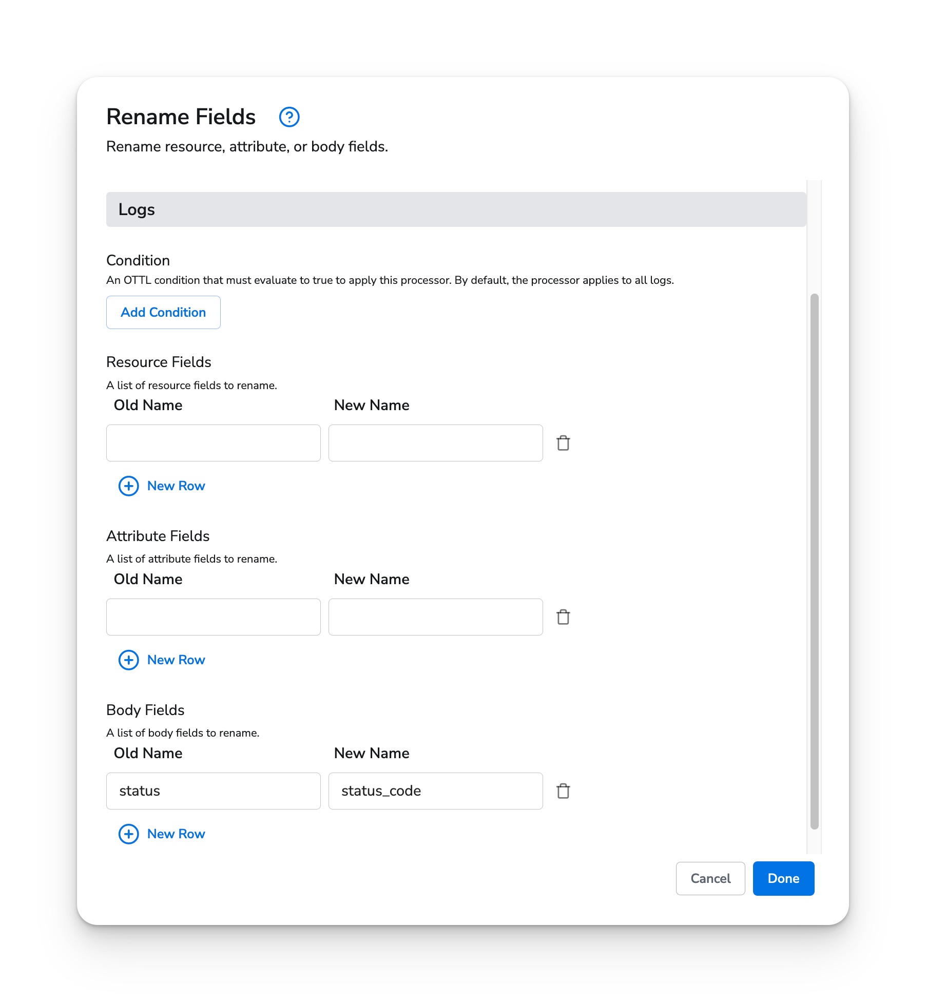 Rename Field - Honeycomb Docs
