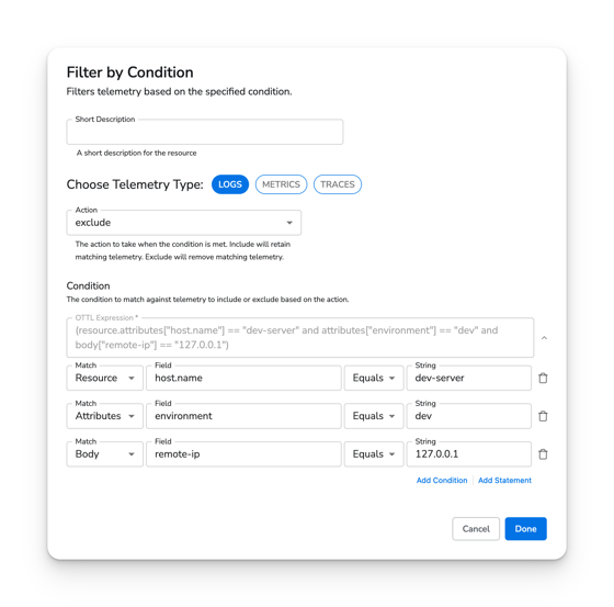 Conditional Filter Example Filter by Condition - Honeycomb Docs