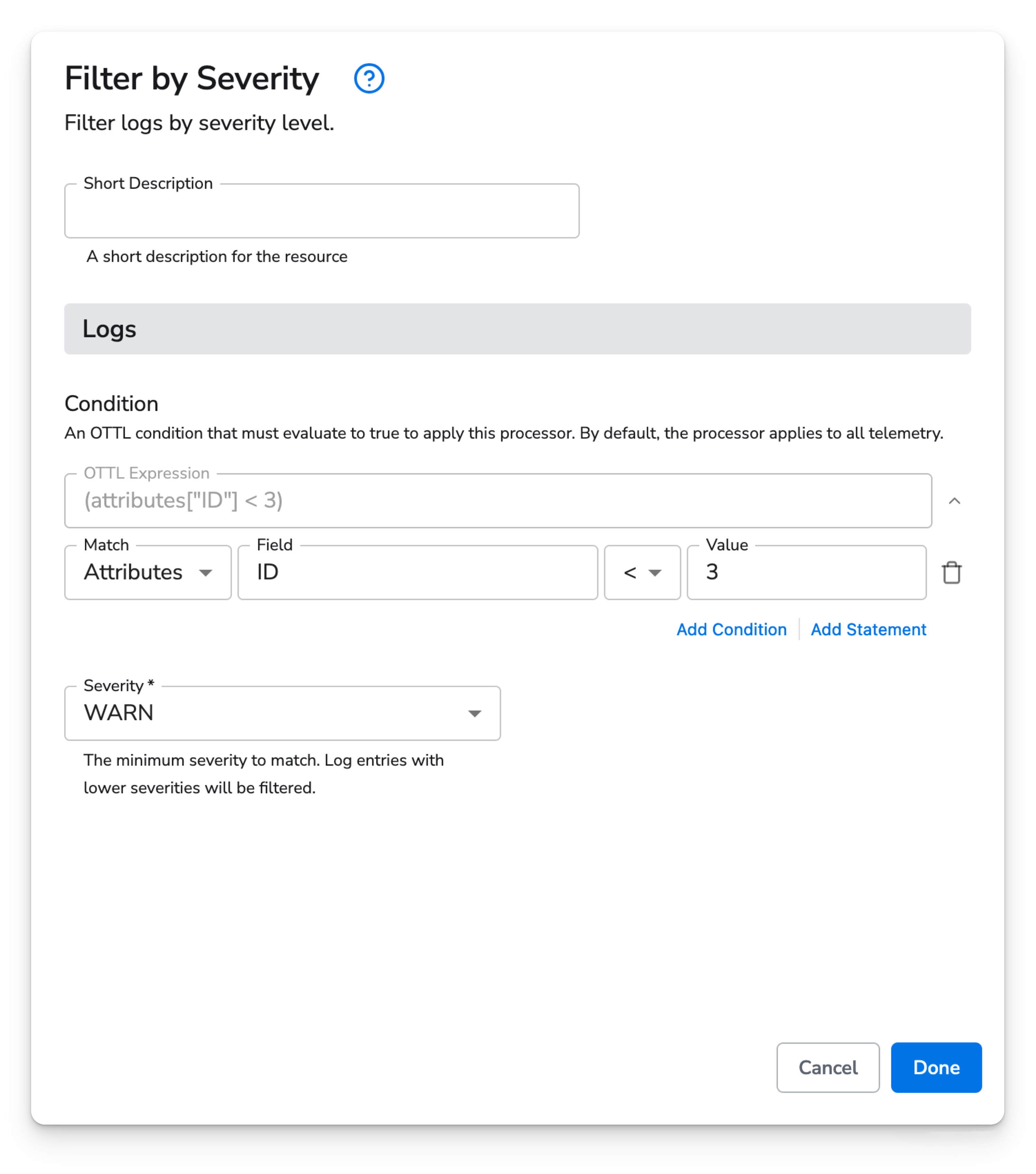 Filter Severity - Honeycomb Docs