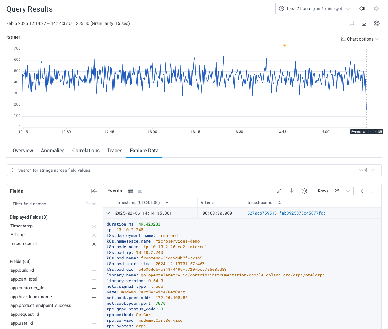 Explore Events - Honeycomb Docs