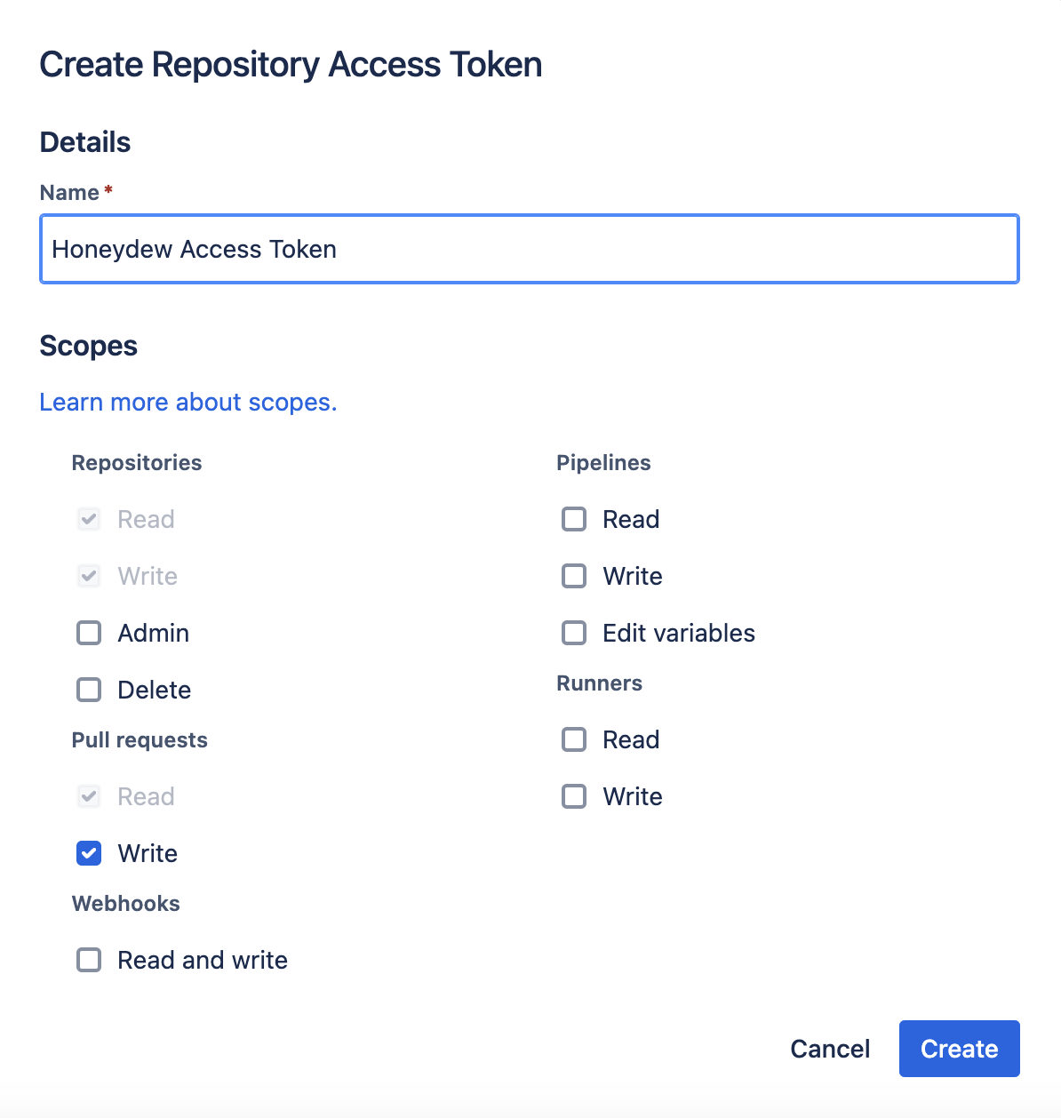 New Repository access token