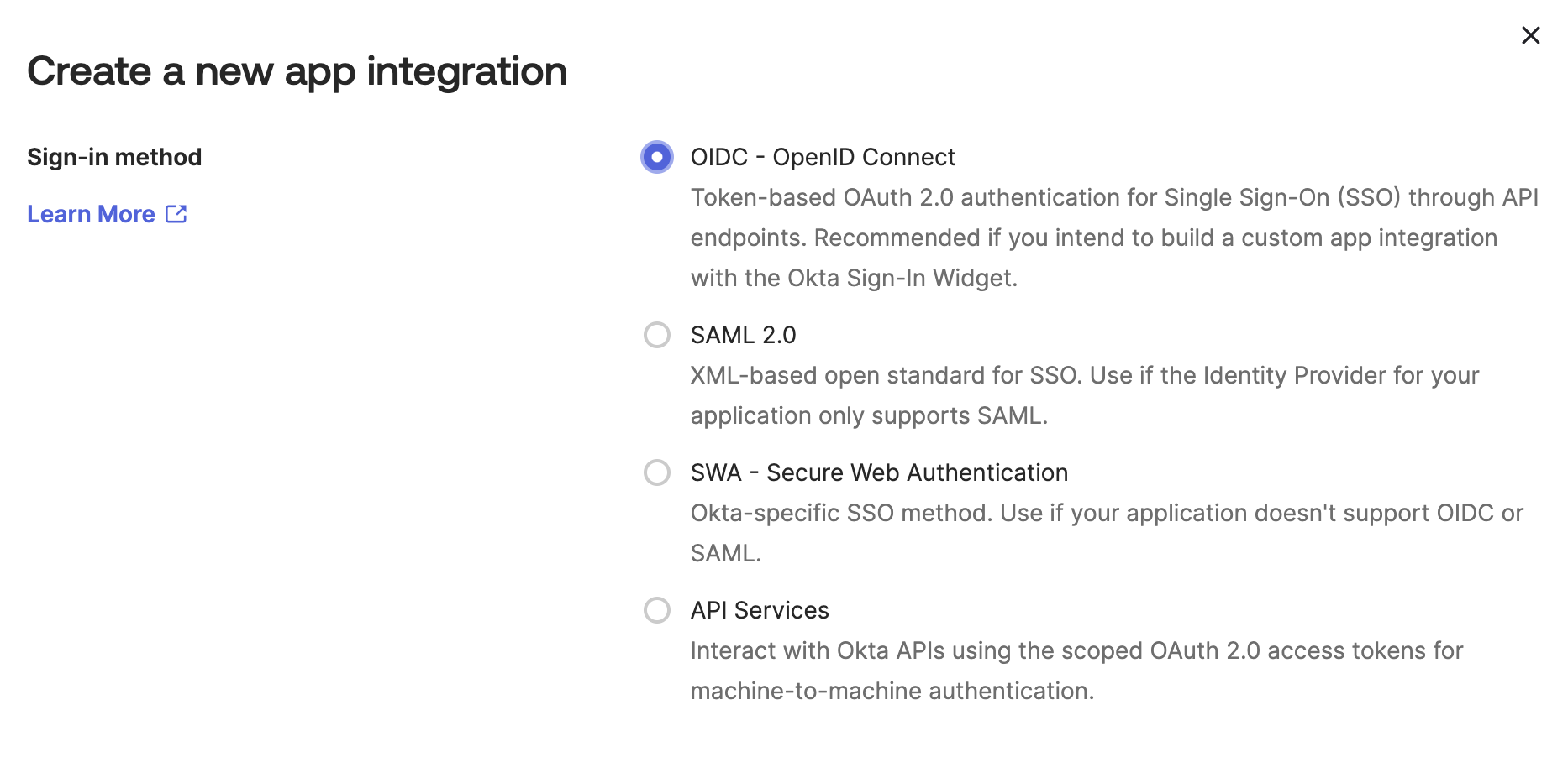 Select OpenID Connect