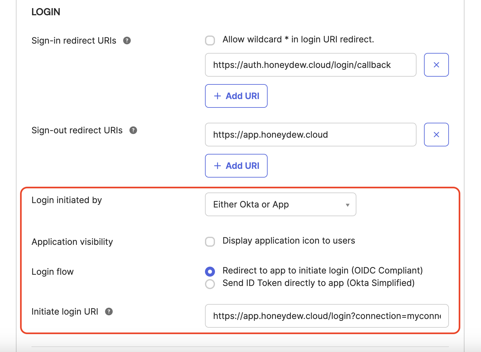 Configure Initiate Login URI