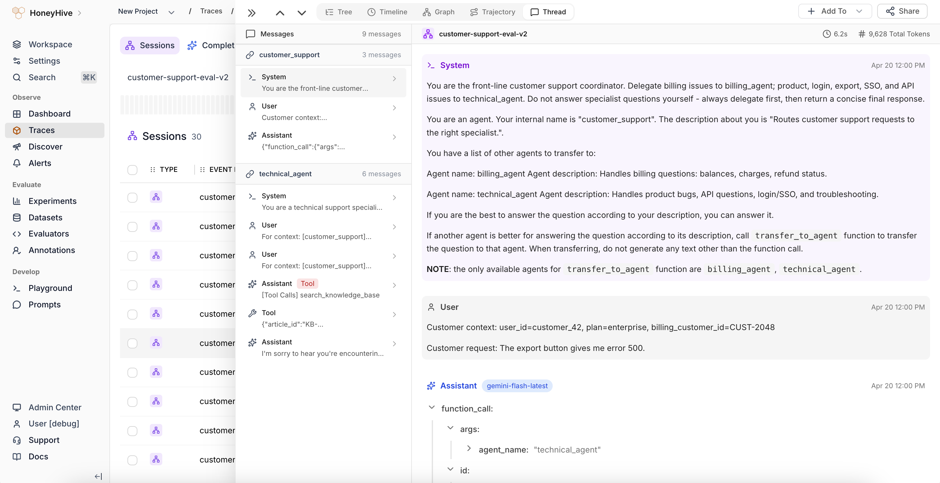 Thread View - HoneyHive AI Docs