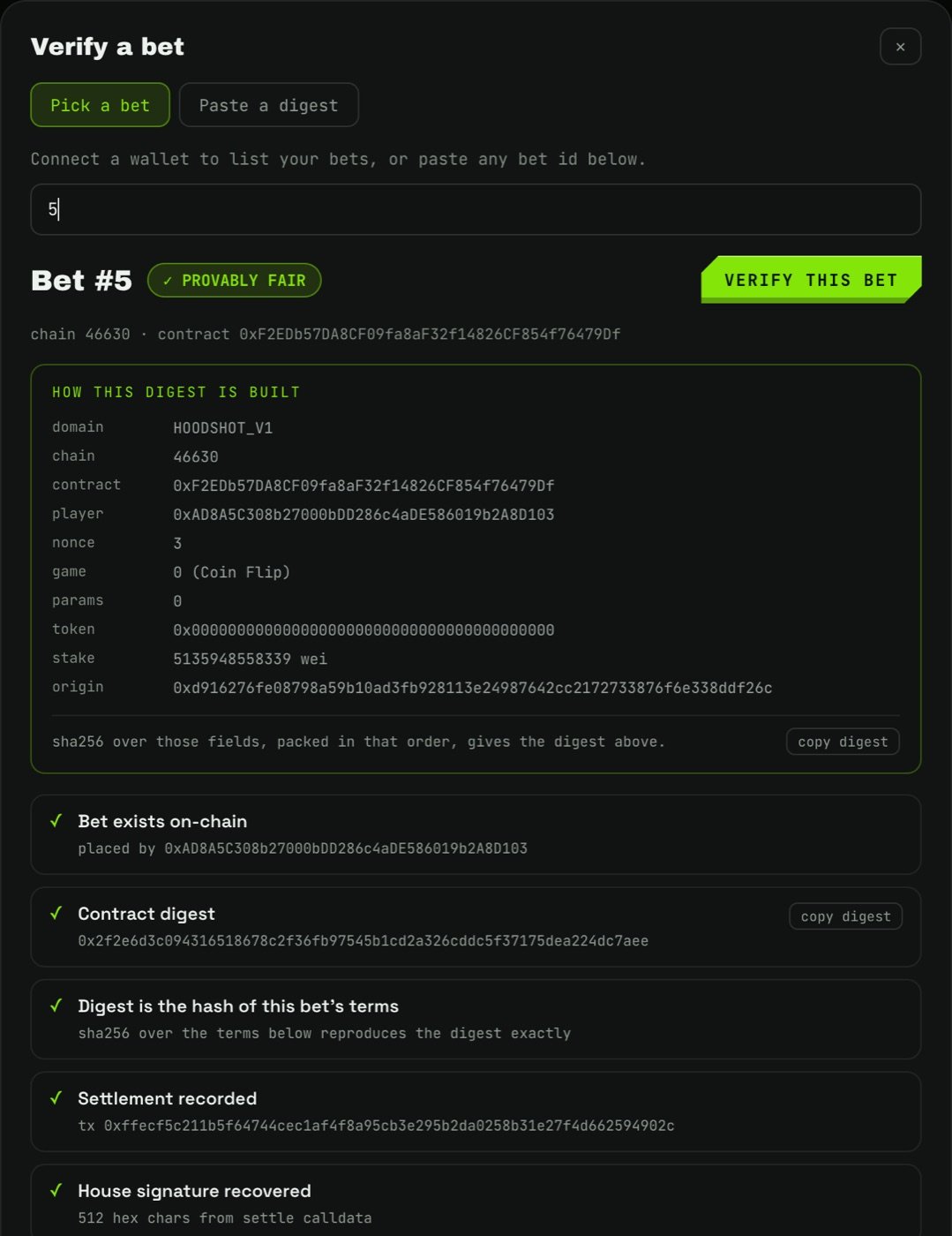 The in-game verify tool