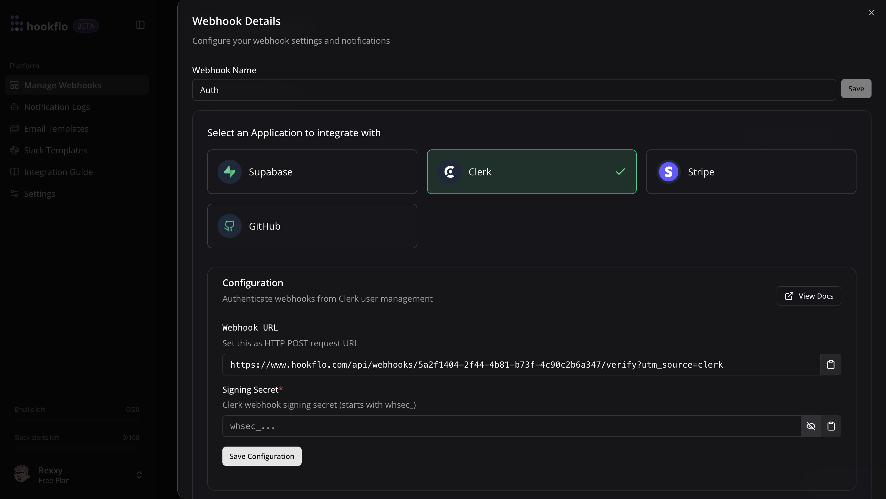Connection Configuration Panel