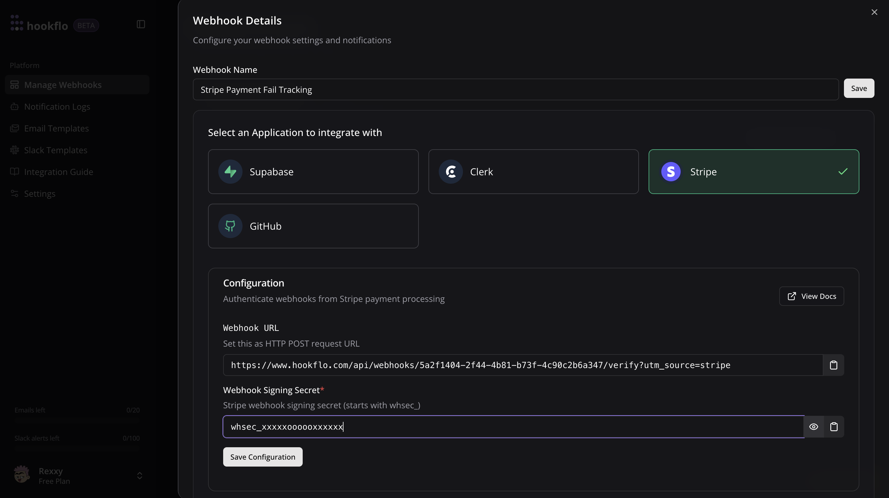 Connection Configuration Panel