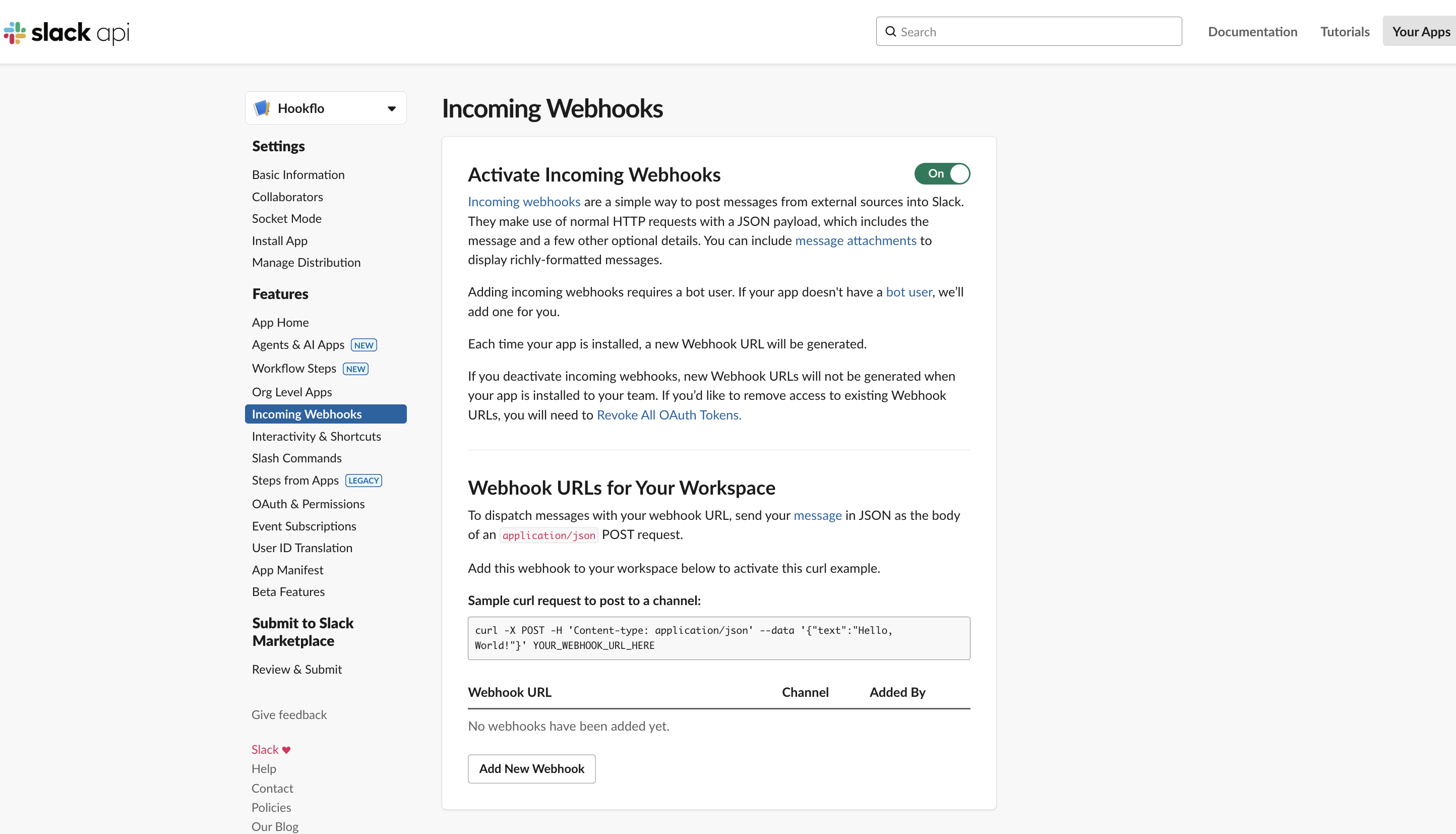 Activate Incoming Webhooks