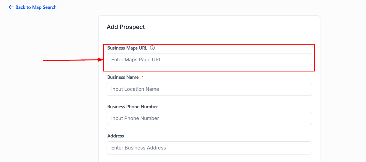 Maps URL field